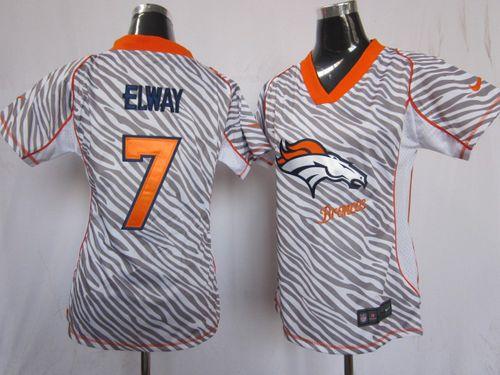  Broncos #7 John Elway Zebra Women's Stitched NFL Elite Jersey