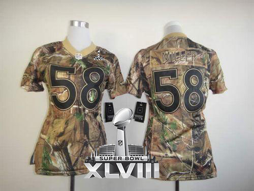  Broncos #58 Von Miller Camo Super Bowl XLVIII Women's Stitched NFL Realtree Elite Jersey