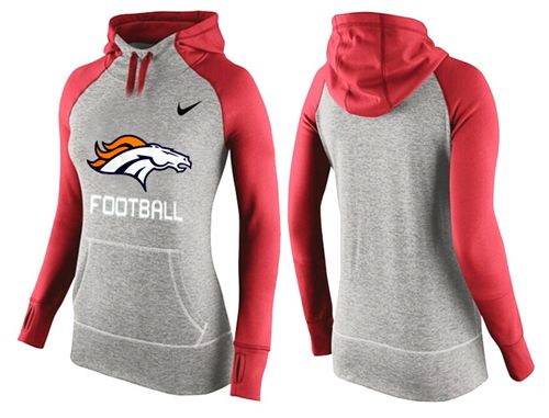 Women's  Denver Broncos Performance Hoodie Grey & Red_1