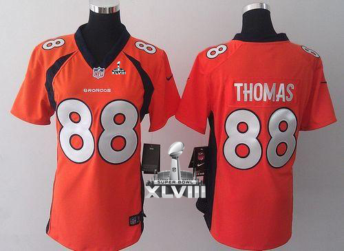  Broncos #88 Demaryius Thomas Orange Team Color Super Bowl XLVIII Women's Stitched NFL New Elite Jersey