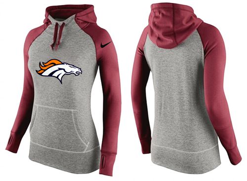 Women's  Denver Broncos Performance Hoodie Grey & Red_2