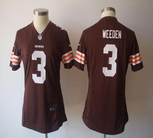  Browns #3 Brandon Weeden Brown Team Color Women's NFL Game Jersey