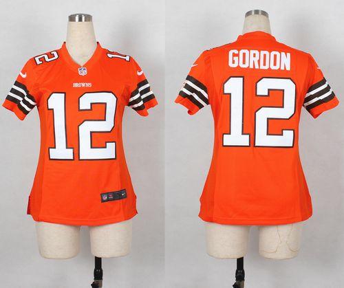  Browns #12 Josh Gordon Orange Alternate Women's Stitched NFL Elite Jersey