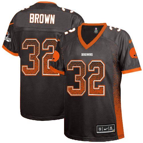  Browns #32 Jim Brown Brown Team Color Women's Stitched NFL Elite Drift Fashion Jersey