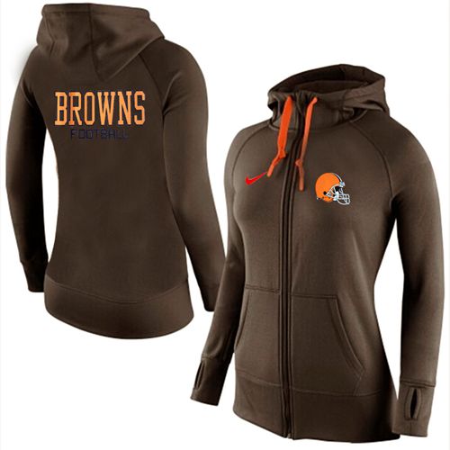 Women's  Cleveland Browns Full Zip Performance Hoodie Brown