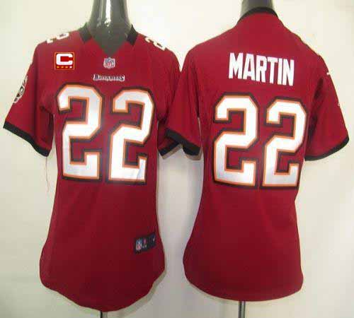  Buccaneers #22 Doug Martin Red Team Color With C Patch Women's Stitched NFL Elite Jersey