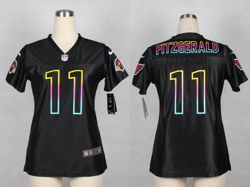  Cardinals #11 Larry Fitzgerald Black Women's NFL Fashion Game Jersey