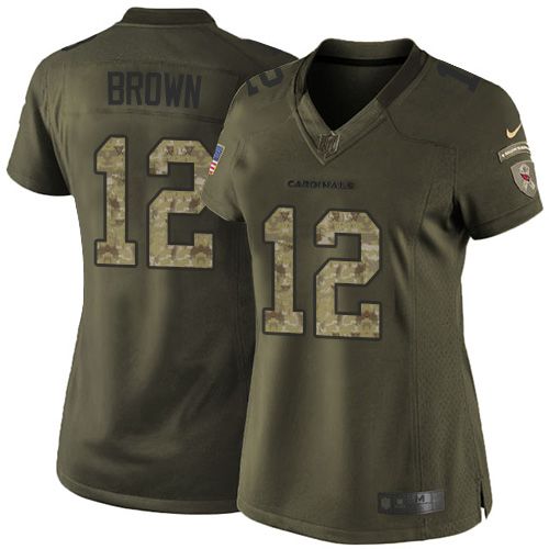  Cardinals #12 John Brown Green Women's Stitched NFL Limited Salute to Service Jersey