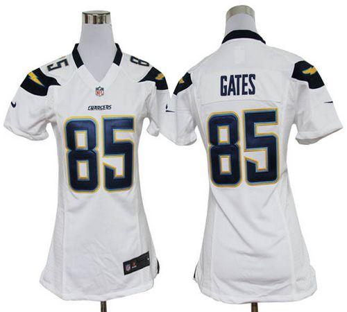  Chargers #85 Antonio Gates White Women's Stitched NFL Elite Jersey
