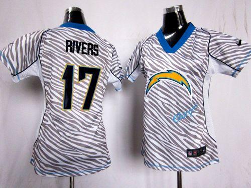  Chargers #17 Philip Rivers Zebra Women's Stitched NFL Elite Jersey