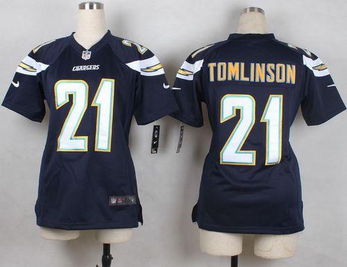  Chargers #21 LaDainian Tomlinson Navy Blue Team Color Women's Stitched NFL New Elite Jersey