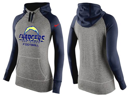 Women's  San Diego Chargers Performance Hoodie Grey & Dark Blue