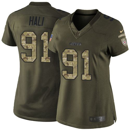  Chiefs #91 Tamba Hali Green Women's Stitched NFL Limited Salute to Service Jersey