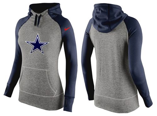 Women's  Dallas Cowboys Performance Hoodie Grey & Dark Blue_2