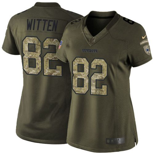  Cowboys #82 Jason Witten Green Women's Stitched NFL Limited Salute to Service Jersey