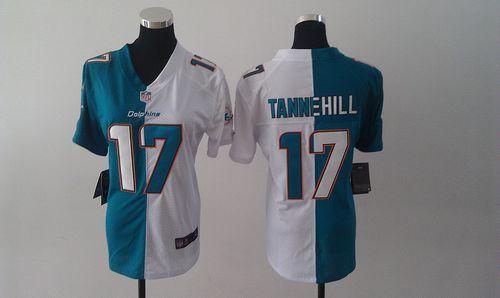  Dolphins #17 Ryan Tannehill Aqua Green/White Women's Stitched NFL Elite Split Jersey