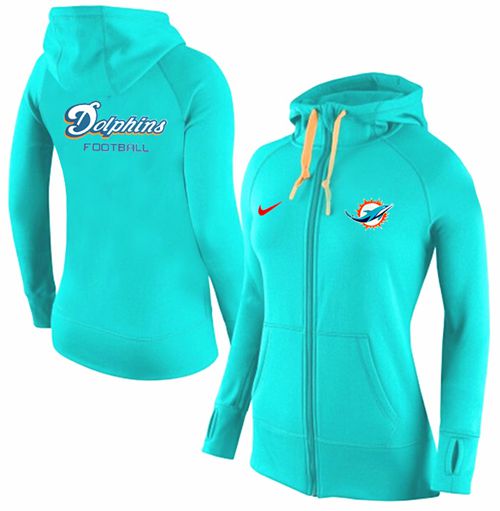 Women's  Miami Dolphins Full Zip Performance Hoodie Green