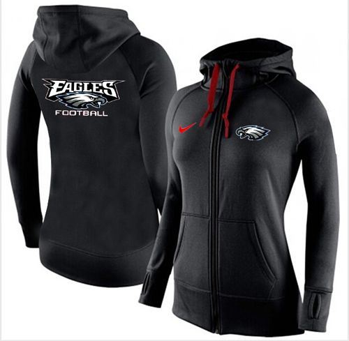 Women's  Philadelphia Eagles Full Zip Performance Hoodie Black