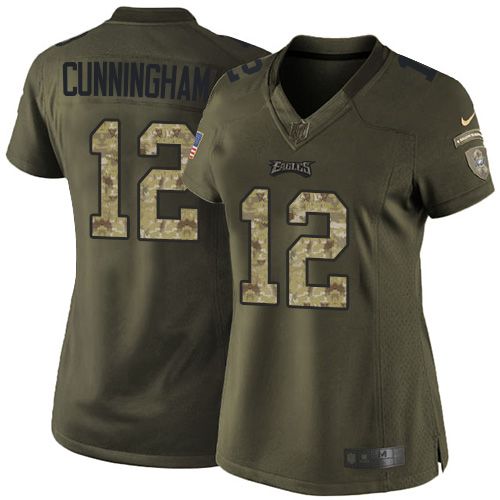  Eagles #12 Randall Cunningham Green Women's Stitched NFL Limited Salute to Service Jersey
