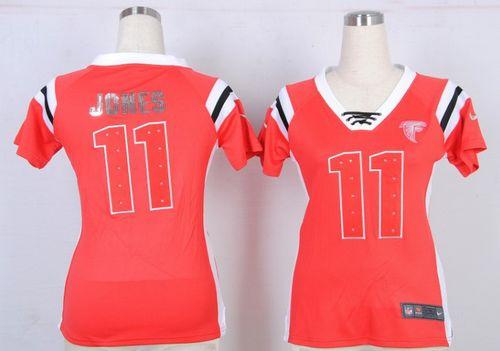  Falcons #11 Julio Jones Red Team Color Women's Stitched NFL Elite Draft Him Shimmer Jersey