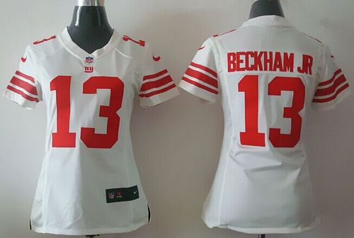  Giants #13 Odell Beckham Jr White Women's Stitched NFL Elite Jersey
