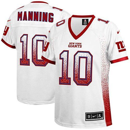  Giants #10 Eli Manning White Women's Stitched NFL Elite Drift Fashion Jersey