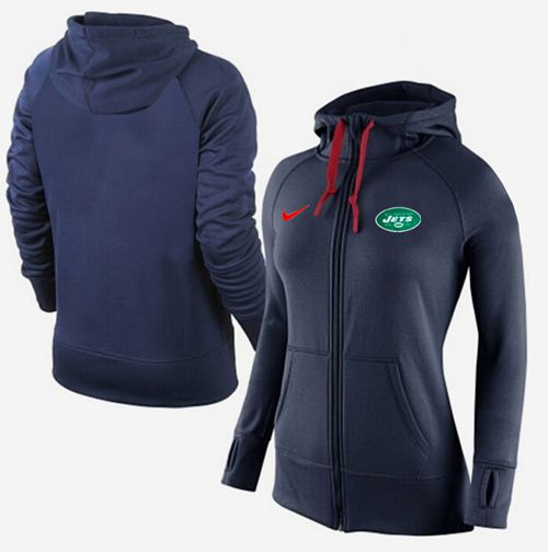 Women's  New York Jets Full Zip Performance Hoodie Dark Blue