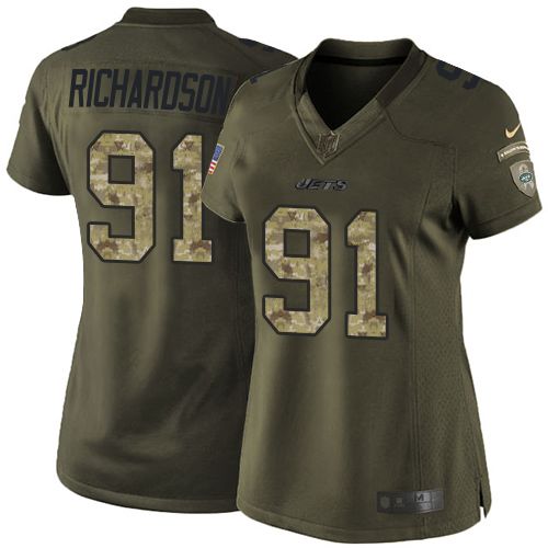  Jets #91 Sheldon Richardson Green Women's Stitched NFL Limited Salute to Service Jersey