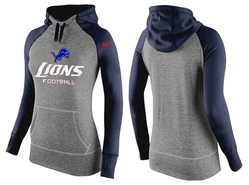 Women's  Detroit Lions Performance Hoodie Grey & Dark Blue