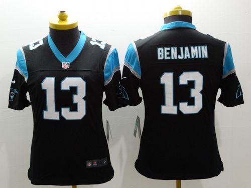  Panthers #13 Kelvin Benjamin Black Team Color Women's Stitched NFL Limited Jersey