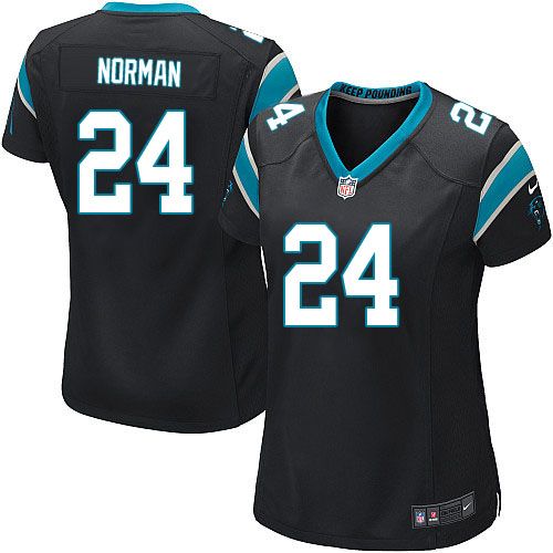  Panthers #24 Josh Norman Black Team Color Women's Stitched NFL Elite Jersey