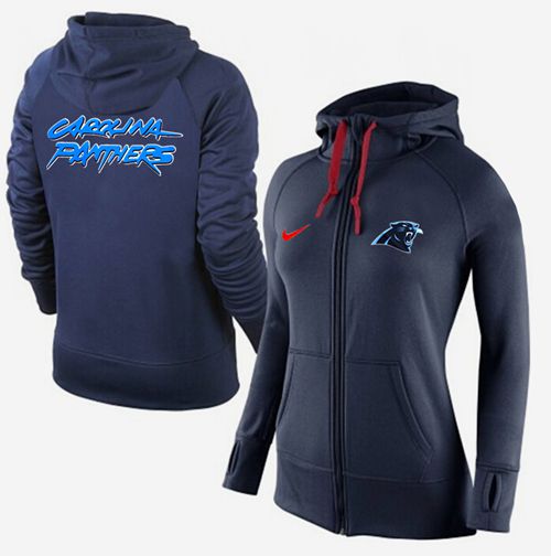Women's  Carolina Panthers Full Zip Performance Hoodie Dark Blue