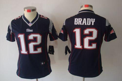  Patriots #12 Tom Brady Navy Blue Team Color Women's Stitched NFL Limited Jersey