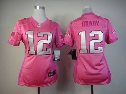  Patriots #12 Tom Brady Pink Women's Be Luv'd Stitched NFL Elite Jersey