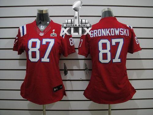  Patriots #87 Rob Gronkowski Red Alternate Super Bowl XLIX Women's Stitched NFL Limited Jersey