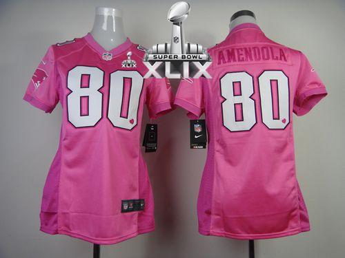 Patriots #80 Danny Amendola New Pink Super Bowl XLIX Women's Be Luv'd Stitched NFL Elite Jersey