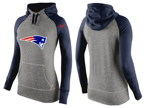 Women's  New England Patriots Performance Hoodie Grey & Dark Blue_2