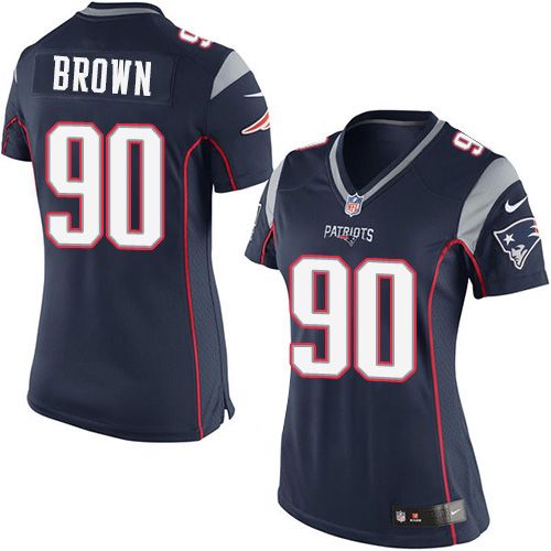  Patriots #90 Malcom Brown Navy Blue Team Color Women's Stitched NFL New Elite Jersey