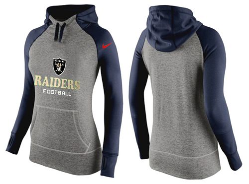 Women's  Oakland Raiders Performance Hoodie Grey & Dark Blue