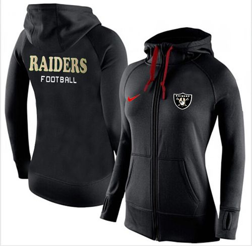 Women's  Oakland Raiders Full Zip Performance Hoodie Black_1