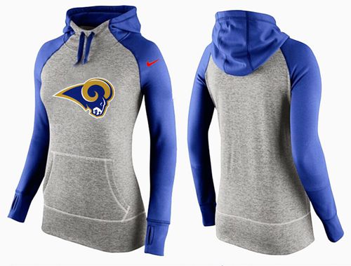 Women's  St.Louis Rams Performance Hoodie Grey & Blue_2