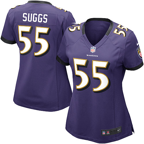  Ravens #55 Terrell Suggs Purple Team Color Women's NFL Game Jersey
