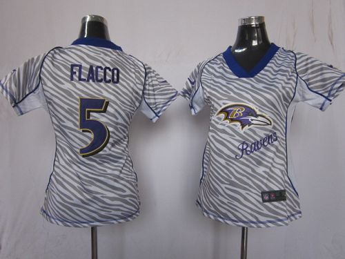  Ravens #5 Joe Flacco Zebra Women's Stitched NFL Elite Jersey