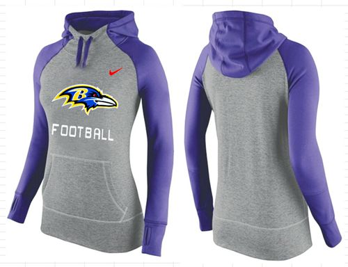 Women's  Baltimore Ravens Performance Hoodie Grey & Purple_1