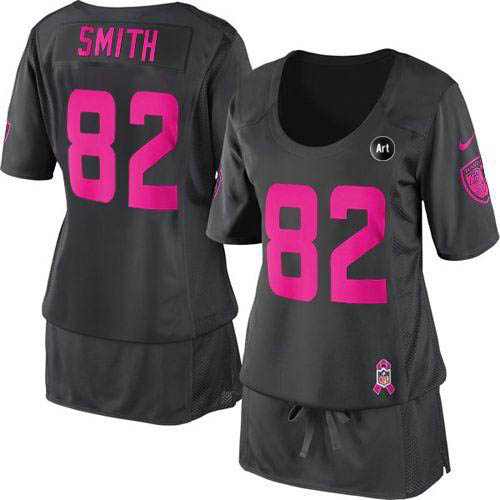  Ravens #82 Torrey Smith Dark Grey With Art Patch Women's Breast Cancer Awareness Stitched NFL Elite Jersey