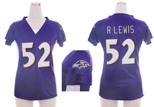  Ravens #52 Ray Lewis Purple Team Color Draft Him Name & Number Top Women's Stitched NFL Elite Jersey