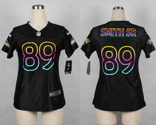  Ravens #89 Steve Smith Sr Black Women's NFL Fashion Game Jersey