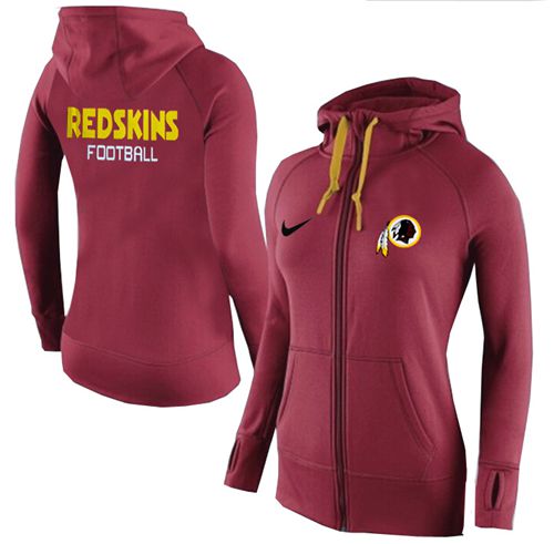 Women's  Washington Redskins Full Zip Performance Hoodie Red_1