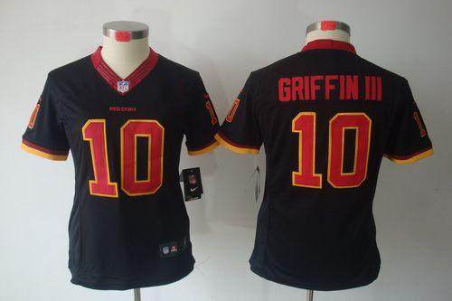  Redskins #10 Robert Griffin III Black Women's Stitched NFL Limited Jersey