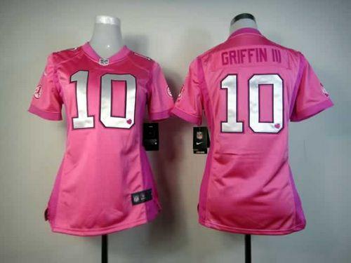  Redskins #10 Robert Griffin III Pink Women's Be Luv'd Stitched NFL Elite Jersey